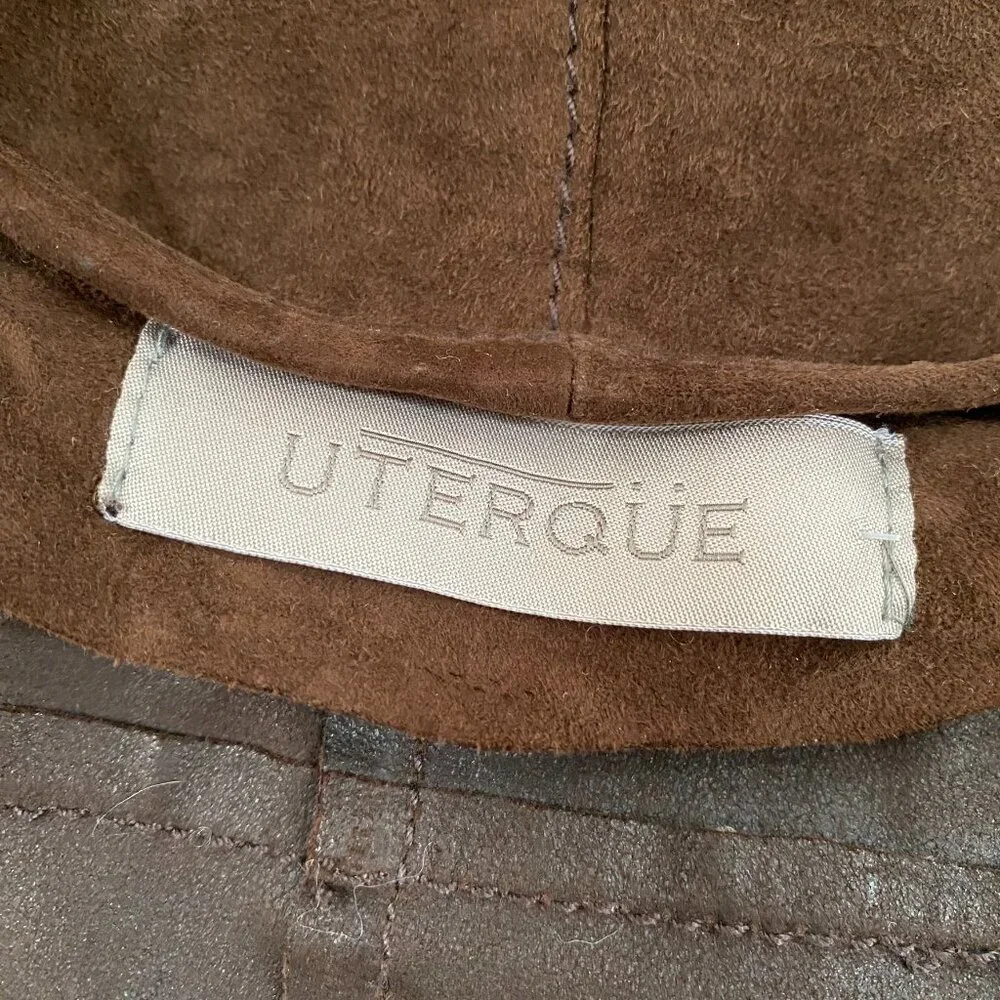 Vintage Uterque Long Suede Jacket Brown